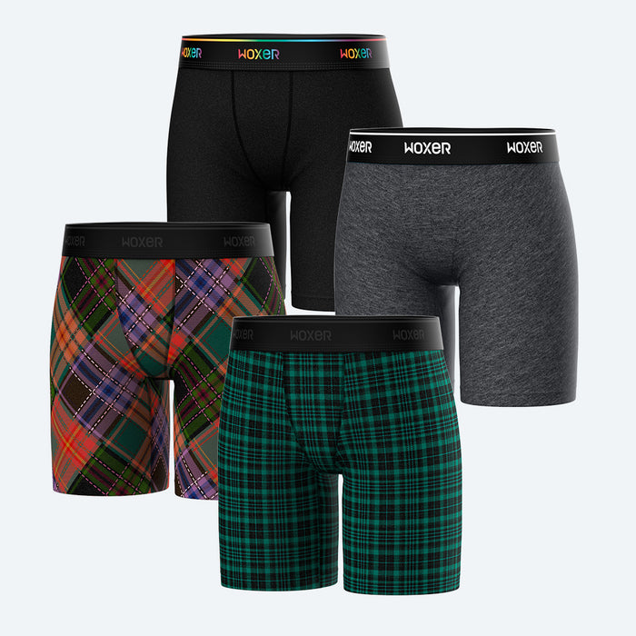 Biker High Waisted Tartan 4-Pack