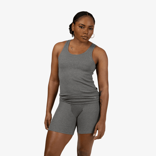 Pima Cotton Rib Tank Medium Heather | Women's Boxer's & Boy Shorts Pima Cotton Rib Tank Medium Heather | Women's Boxer's & Boy Shorts
