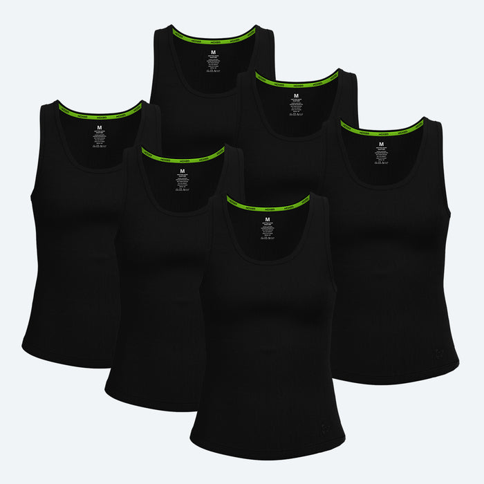 Rib Tank Black 6-Pack