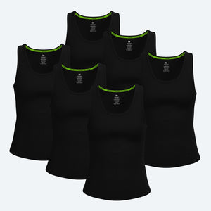 Rib Tank Black 6-Pack