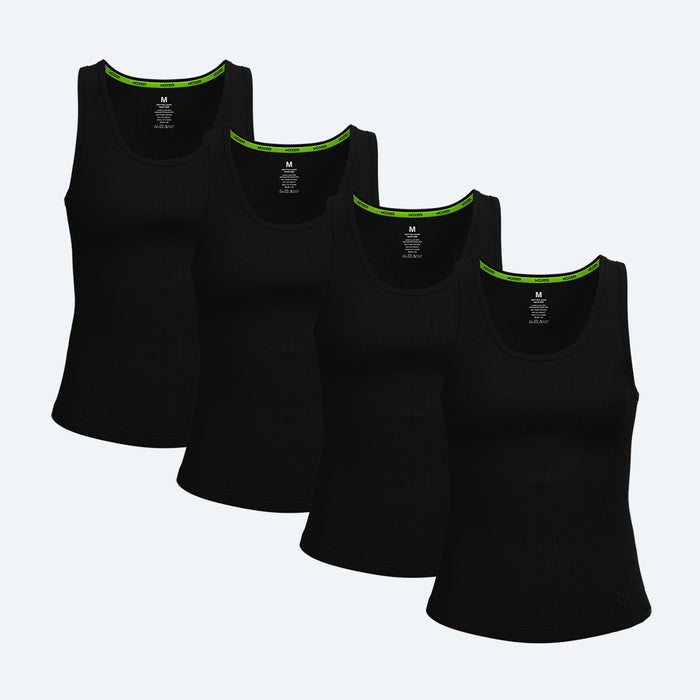 Rib Tank Black 4-Pack