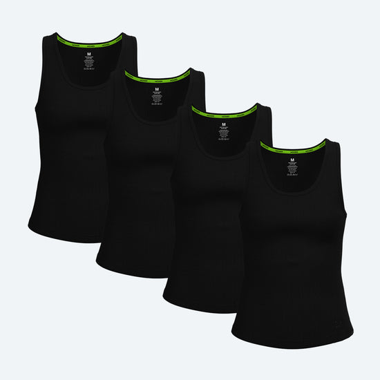 Rib Tank Black 4-Pack