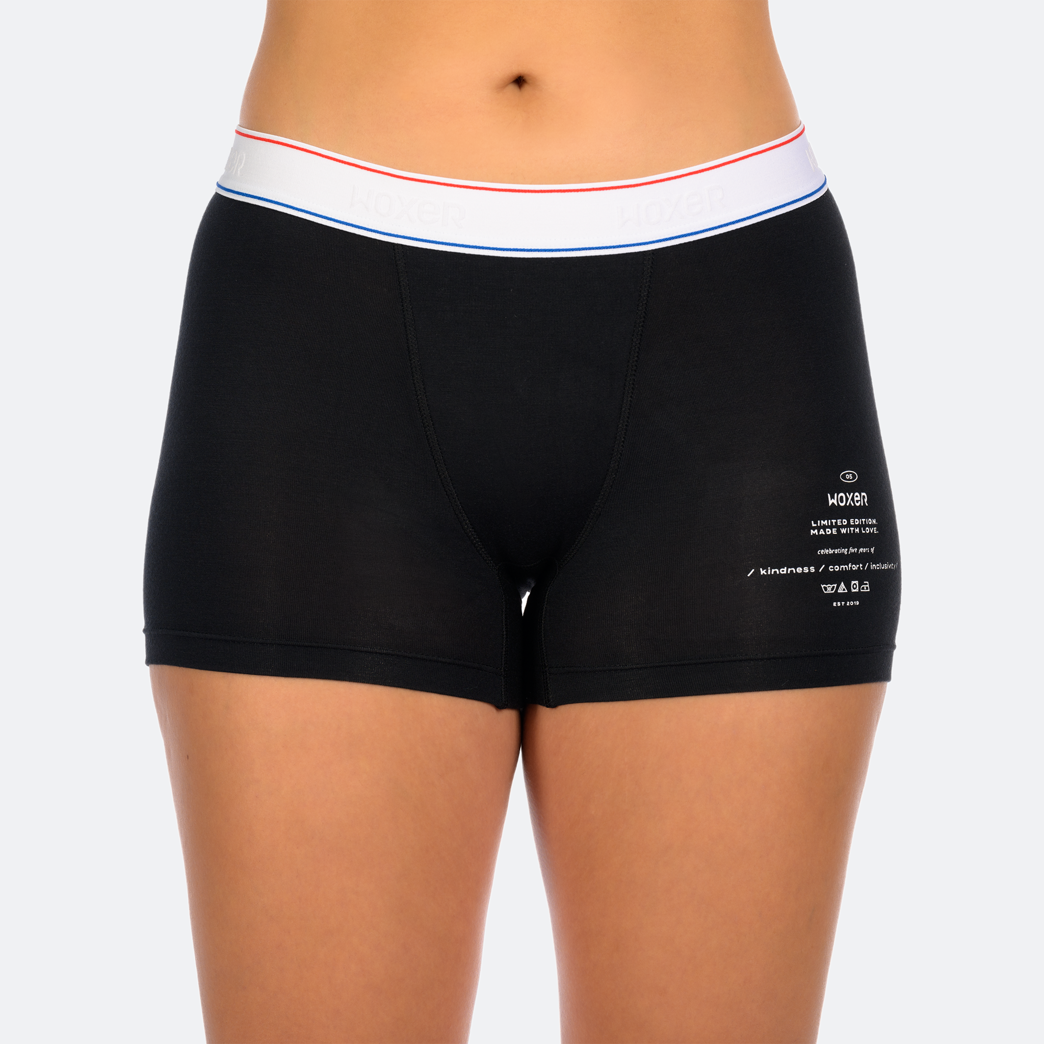 High Waisted Star Pride Black 3.0, Boxer Briefs for Women