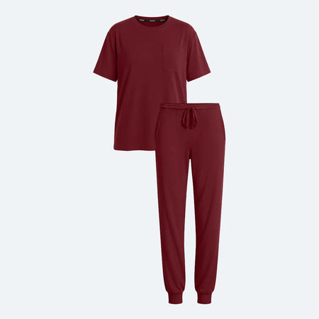 Sleep Joggers + Sleep Tee Claret Sleep Set