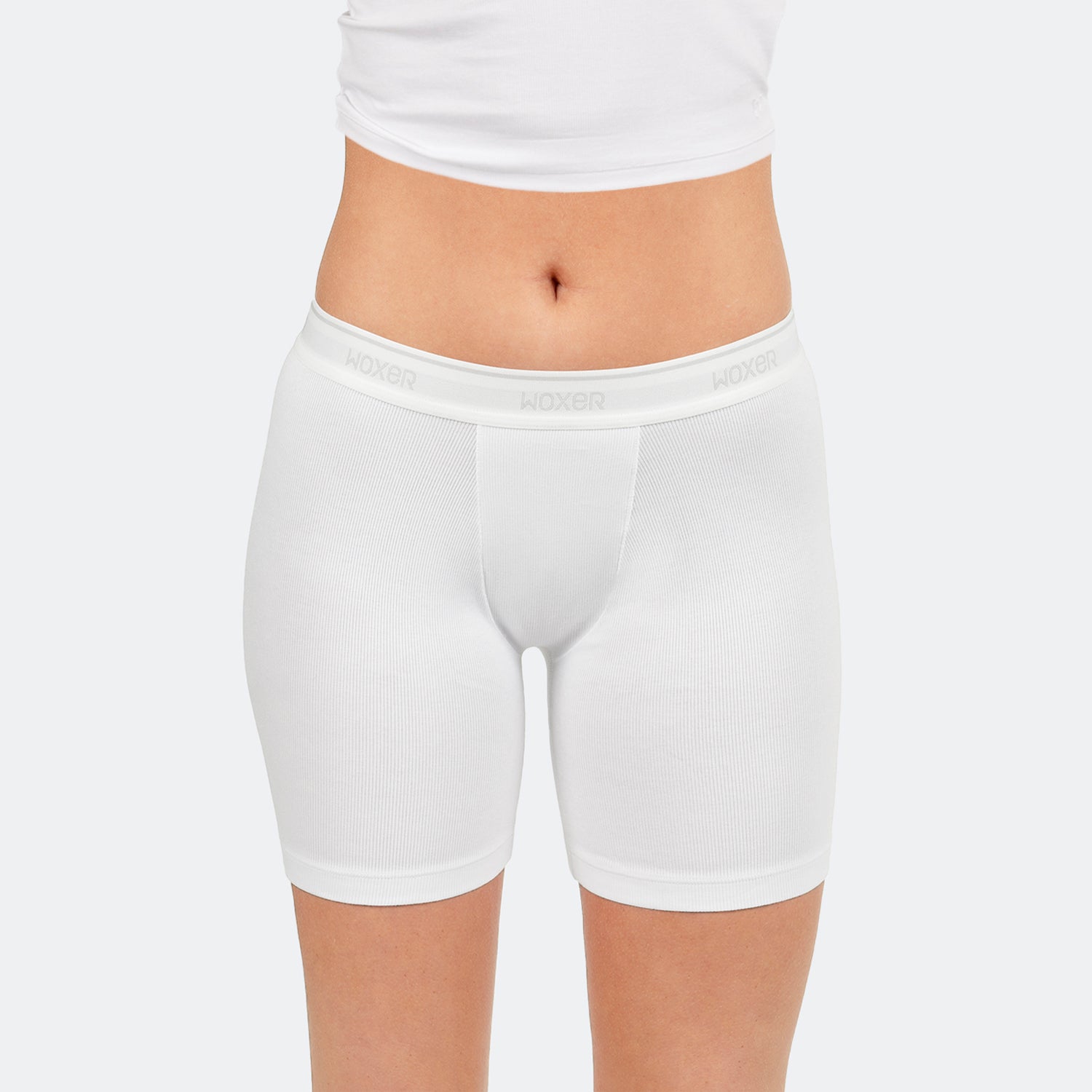 Baller Pima Cotton Rib White | Women's Boxer's & Boy Shorts | Woxer
