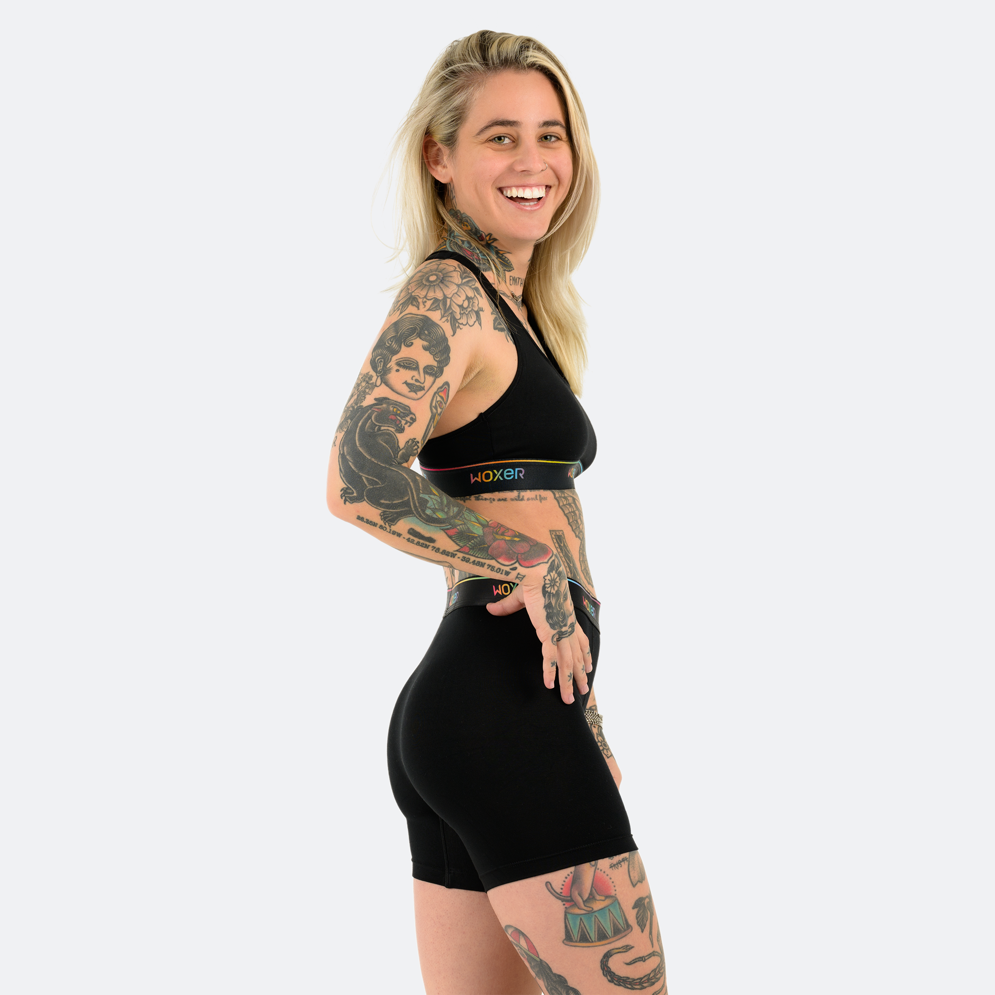 High Waisted Star Pride Black 3.0, Boxer Briefs for Women